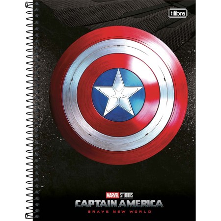 Foto ilustrativa Caderno Espiral Capa Dura Universitário 1 Matéria Capitão América 80 Folhas