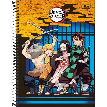Foto ilustrativa Caderno Espiral Capa Dura Universitário 1 Matéria Demon Slayer 80 Folhas