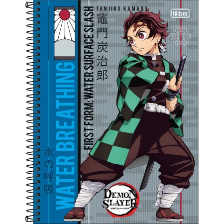 Foto ilustrativa Caderno Espiral Capa Dura Universitário 1 Matéria Demon Slayer 80 Folhas