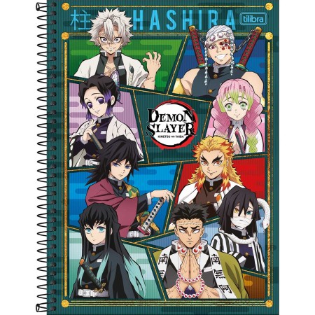 Foto ilustrativa Caderno Espiral Capa Dura Universitário 1 Matéria Demon Slayer 80 Folhas