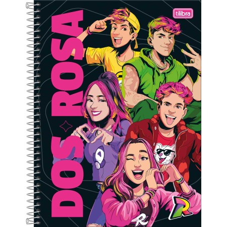 Foto ilustrativa Caderno Espiral Capa Dura Universitário 1 Matéria Dos Rosa 80 Folhas