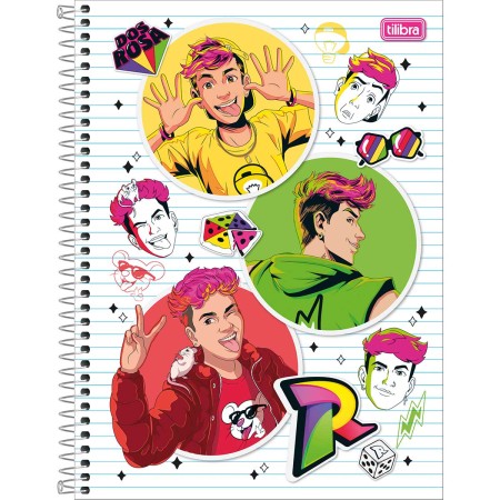 Foto ilustrativa Caderno Espiral Capa Dura Universitário 1 Matéria Dos Rosa 80 Folhas