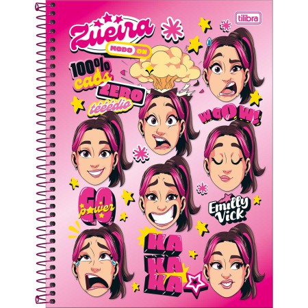 Foto ilustrativa Caderno Espiral Capa Dura Universitário 1 Matéria Emilly Vick 80 Folhas