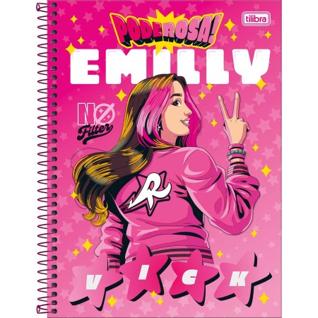 Foto ilustrativa Caderno Espiral Capa Dura Universitário 1 Matéria Emilly Vick 80 Folhas