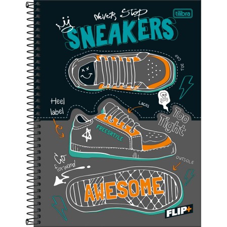 Foto ilustrativa Caderno Espiral Capa Dura Universitário 1 Matéria Flip+ Masculino 96 Folhas