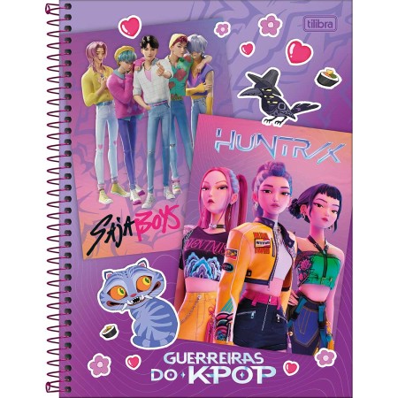 Foto ilustrativa Caderno Espiral Capa Dura Universitário 1 Matéria Guerreiras do KPop 80 Folhas