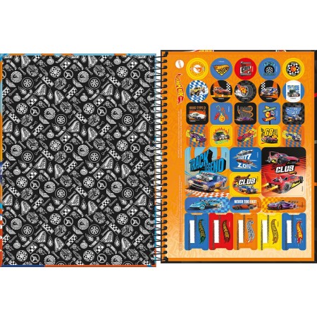 Foto ilustrativa Caderno Espiral Capa Dura Universitário 1 Matéria Hot Wheels 80 Folhas