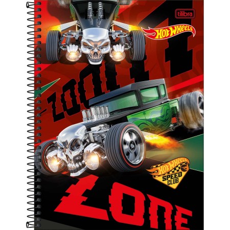 Foto ilustrativa Caderno Espiral Capa Dura Universitário 1 Matéria Hot Wheels 80 Folhas