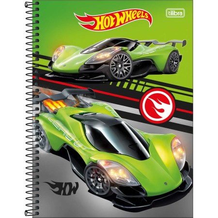 Foto ilustrativa Caderno Espiral Capa Dura Universitário 1 Matéria Hot Wheels 80 Folhas