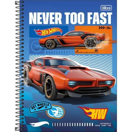 Foto ilustrativa Caderno Espiral Capa Dura Universitário 1 Matéria Hot Wheels 80 Folhas