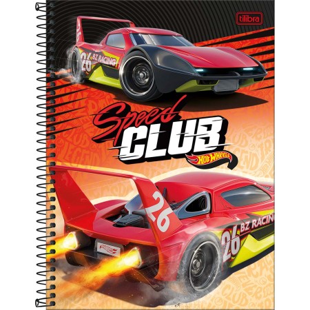 Foto ilustrativa Caderno Espiral Capa Dura Universitário 1 Matéria Hot Wheels 80 Folhas