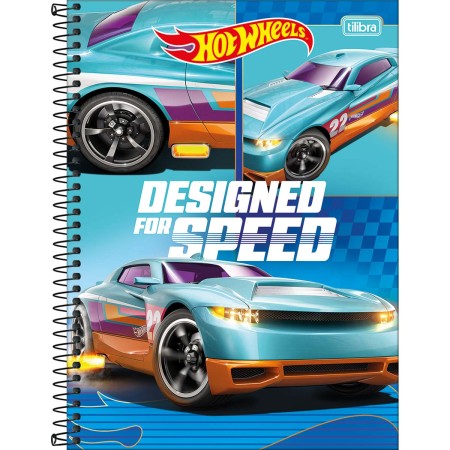 Foto ilustrativa Caderno Espiral Capa Dura Universitário 1 Matéria Hot Wheels 80 Folhas