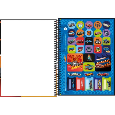 Foto ilustrativa Caderno Espiral Capa Dura Universitário 1 Matéria Hot Wheels Fit 80 Folhas
