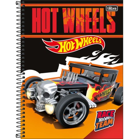Foto ilustrativa Caderno Espiral Capa Dura Universitário 1 Matéria Hot Wheels Fit 80 Folhas