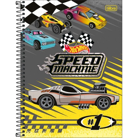 Foto ilustrativa Caderno Espiral Capa Dura Universitário 1 Matéria Hot Wheels Fit 80 Folhas
