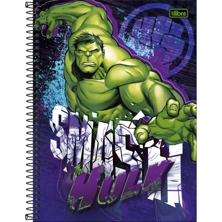 Foto ilustrativa Caderno Espiral Capa Dura Universitário 1 Matéria Hulk 80 Folhas