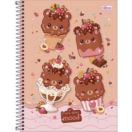 Foto ilustrativa Caderno Espiral Capa Dura Universitário 1 Matéria Ice Cute 80 Folhas