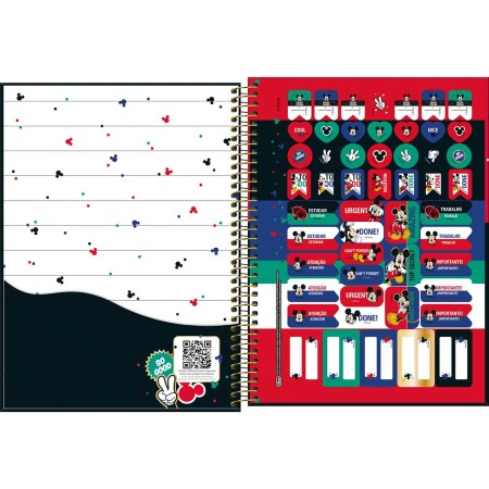Foto ilustrativa Caderno Espiral Capa Dura Universitário 1 Matéria Mickey 80 Folhas