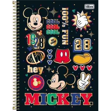 Foto ilustrativa Caderno Espiral Capa Dura Universitário 1 Matéria Mickey 80 Folhas