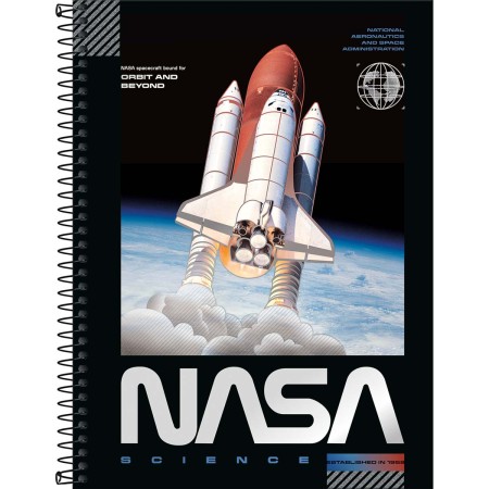 Foto ilustrativa Caderno Espiral Capa Dura Universitário 1 Matéria Nasa 80 Folhas