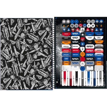 Foto ilustrativa Caderno Espiral Capa Dura Universitário 1 Matéria Nasa 80 Folhas
