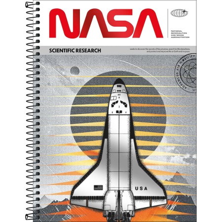 Foto ilustrativa Caderno Espiral Capa Dura Universitário 1 Matéria Nasa 80 Folhas