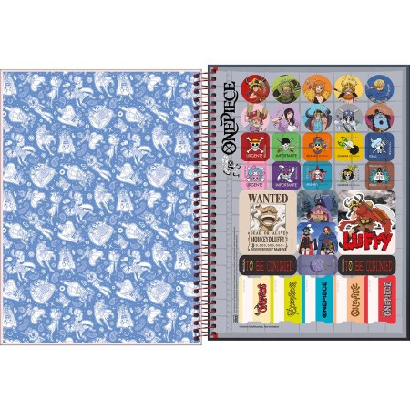 Foto ilustrativa Caderno Espiral Capa Dura Universitário 1 Matéria One Piece 80 Folhas