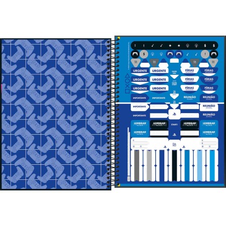 Foto ilustrativa Caderno Espiral Capa Dura Universitário 1 Matéria PlayStation 80 Folhas