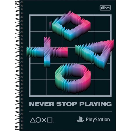 Foto ilustrativa Caderno Espiral Capa Dura Universitário 1 Matéria PlayStation 80 Folhas