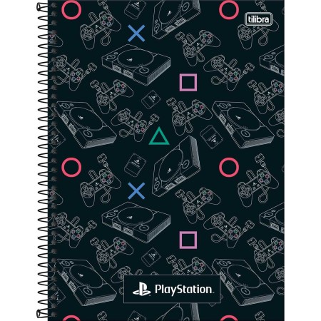 Foto ilustrativa Caderno Espiral Capa Dura Universitário 1 Matéria PlayStation 80 Folhas