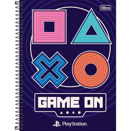Foto ilustrativa Caderno Espiral Capa Dura Universitário 1 Matéria PlayStation 80 Folhas