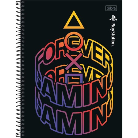 Foto ilustrativa Caderno Espiral Capa Dura Universitário 1 Matéria PlayStation 80 Folhas