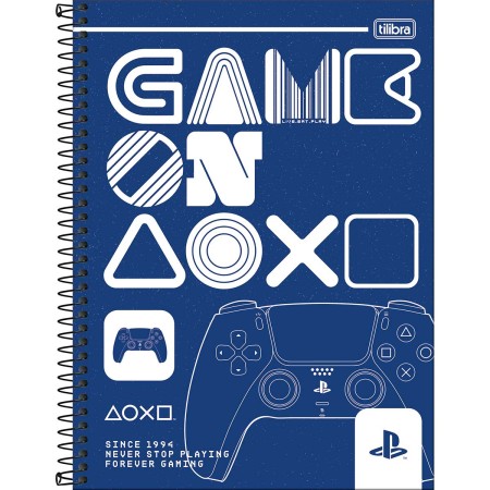 Foto ilustrativa Caderno Espiral Capa Dura Universitário 1 Matéria PlayStation 80 Folhas
