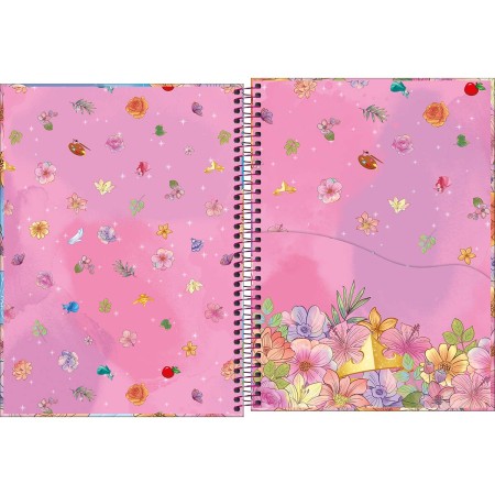 Foto ilustrativa Caderno Espiral Capa Dura Universitário 1 Matéria Princesas 80 Folhas