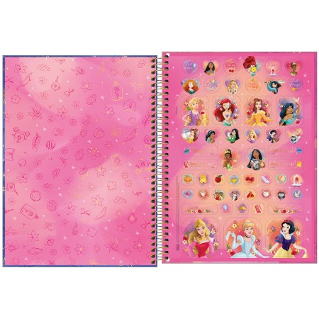 Foto ilustrativa Caderno Espiral Capa Dura Universitário 1 Matéria Princesas 80 Folhas