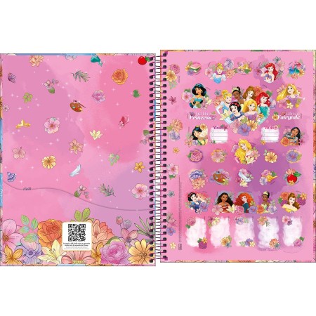 Foto ilustrativa Caderno Espiral Capa Dura Universitário 1 Matéria Princesas 80 Folhas