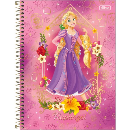 Foto ilustrativa Caderno Espiral Capa Dura Universitário 1 Matéria Princesas 80 Folhas