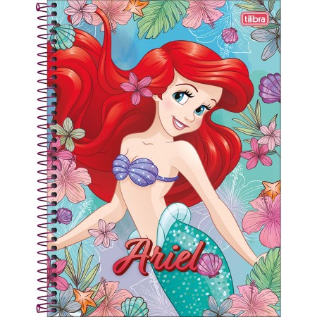 Foto ilustrativa Caderno Espiral Capa Dura Universitário 1 Matéria Princesas 80 Folhas