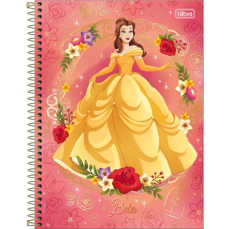 Foto ilustrativa Caderno Espiral Capa Dura Universitário 1 Matéria Princesas 80 Folhas
