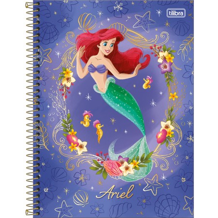 Foto ilustrativa Caderno Espiral Capa Dura Universitário 1 Matéria Princesas 80 Folhas