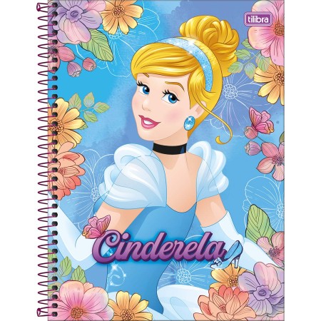 Foto ilustrativa Caderno Espiral Capa Dura Universitário 1 Matéria Princesas 80 Folhas