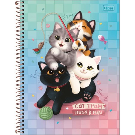 Foto ilustrativa Caderno Espiral Capa Dura Universitário 1 Matéria Purrfect Cats 80 Folhas