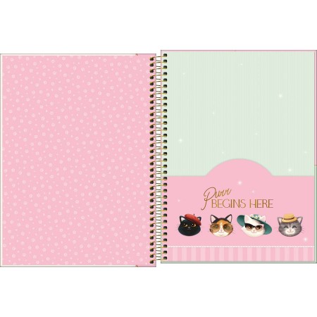 Foto ilustrativa Caderno Espiral Capa Dura Universitário 1 Matéria Purrfect Cats 80 Folhas