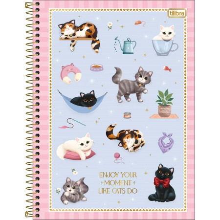 Foto ilustrativa Caderno Espiral Capa Dura Universitário 1 Matéria Purrfect Cats 80 Folhas