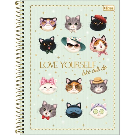 Foto ilustrativa Caderno Espiral Capa Dura Universitário 1 Matéria Purrfect Cats 80 Folhas