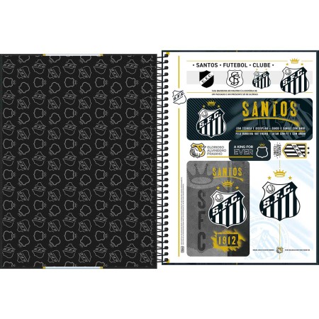 Foto ilustrativa Caderno Espiral Capa Dura Universitário 1 Matéria Santos 80 Folhas
