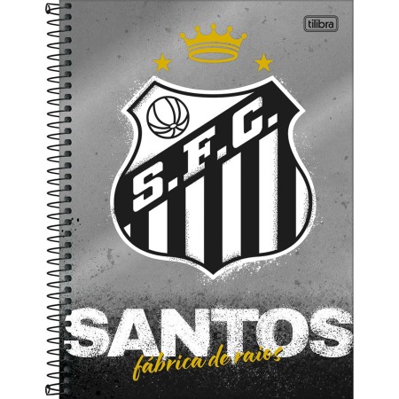 Foto ilustrativa Caderno Espiral Capa Dura Universitário 1 Matéria Santos 80 Folhas