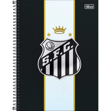 Foto ilustrativa Caderno Espiral Capa Dura Universitário 1 Matéria Santos 80 Folhas