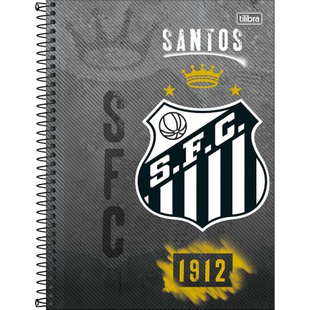 Foto ilustrativa Caderno Espiral Capa Dura Universitário 1 Matéria Santos 80 Folhas