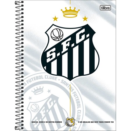 Foto ilustrativa Caderno Espiral Capa Dura Universitário 1 Matéria Santos 80 Folhas